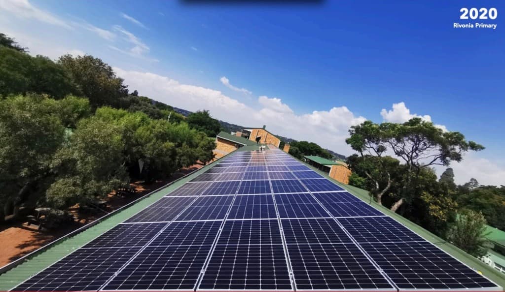 Solar panels on a school roof